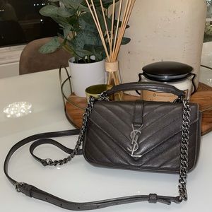 YSL 100% AUTHENTIC College Chain Wallet Matelasse Chevron Leather